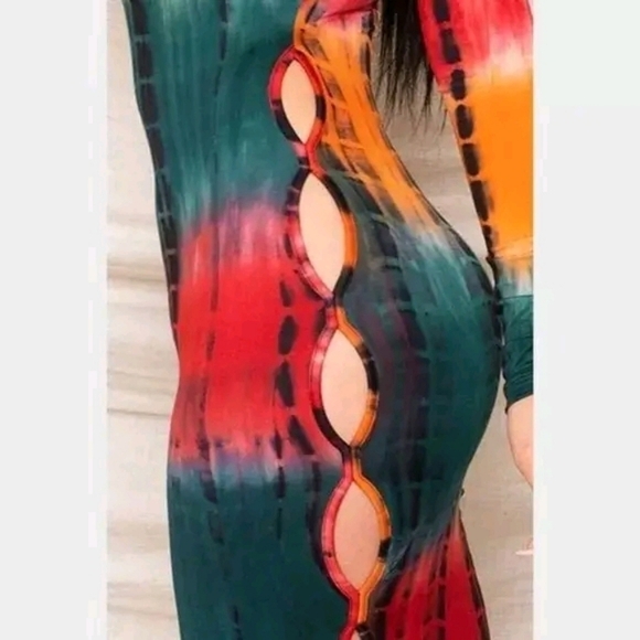 Tie Dye Printed Slim Fit Bodycon Scoop Neck Dress - Picture 7 of 10